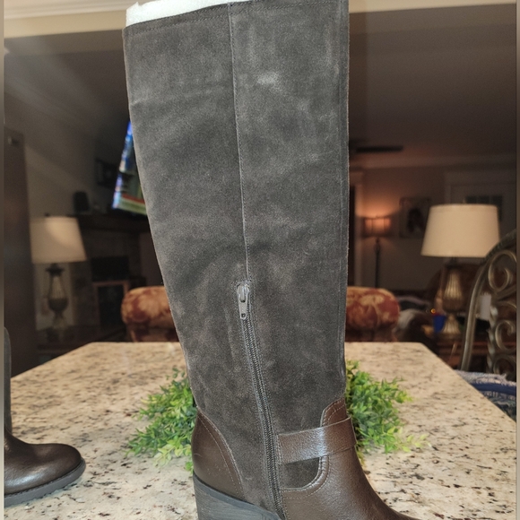 Jessica Simpson Niagara Brown Mixed Suede Knee-High Riding Boots Sz 7 Block Heel - Picture 16 of 16